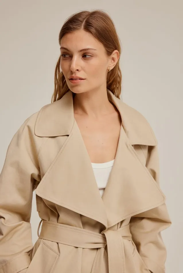 Woman Venroy Blazers and Jackets Cotton Twill Trench Coat