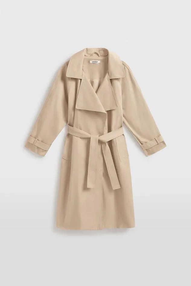 Woman Venroy Blazers and Jackets Cotton Twill Trench Coat