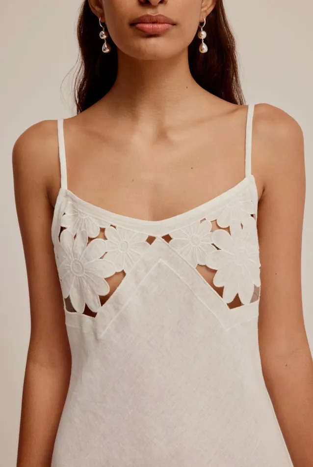 Woman Venroy Dresses Linen Embroidered Slip Dress