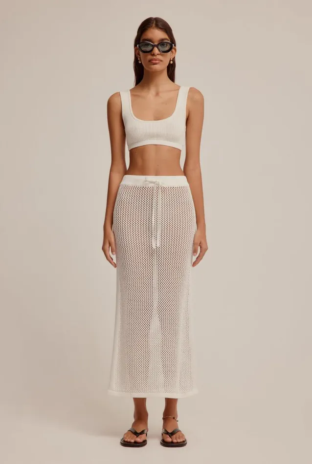 Woman Venroy Knitwear Crochet Border Skirt