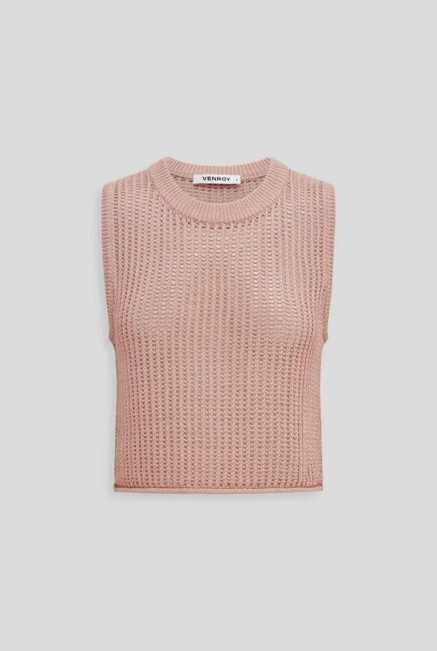 Woman Venroy Knitwear Crochet Knit Tank