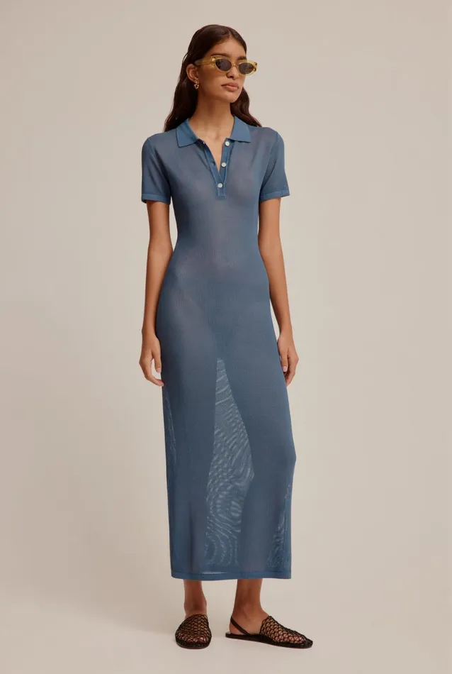 Woman Venroy Knitwear Slinky Knitted Polo Dress