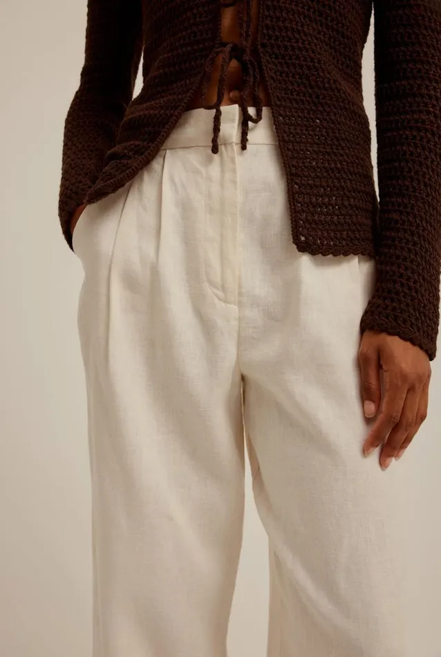 Woman Venroy Pants Fixed Waist Linen Trouser