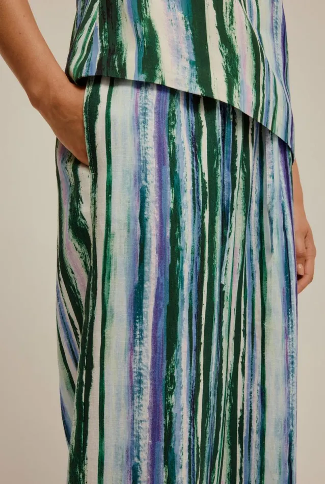Woman Venroy Pants Printed Linen Wide Leg Pant