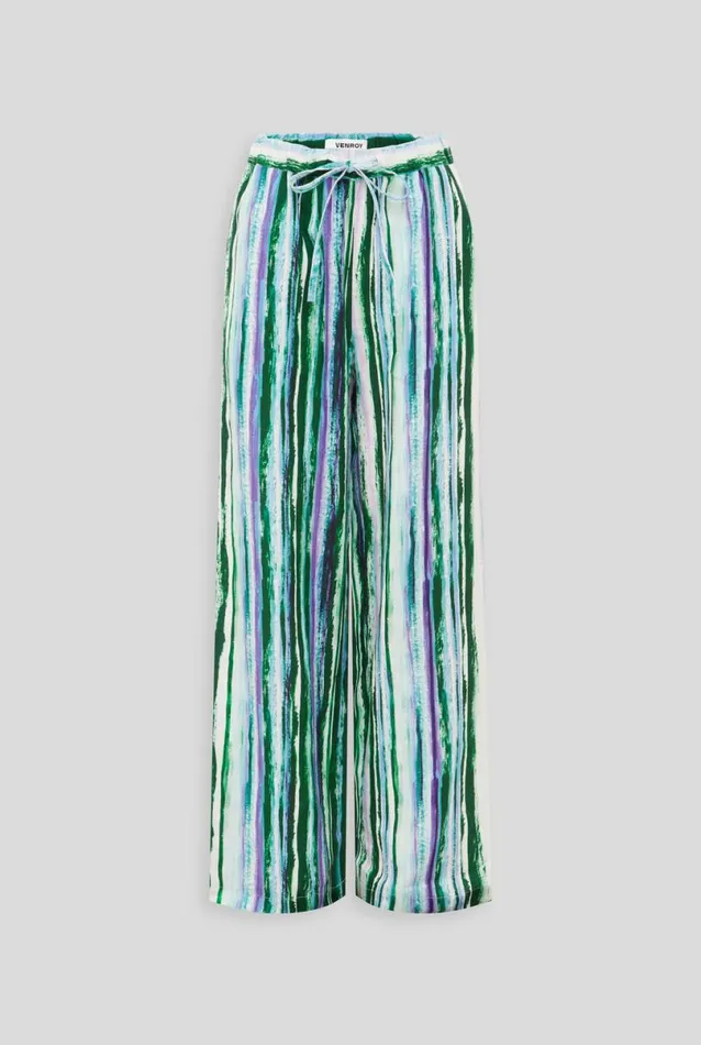 Woman Venroy Pants Printed Linen Wide Leg Pant