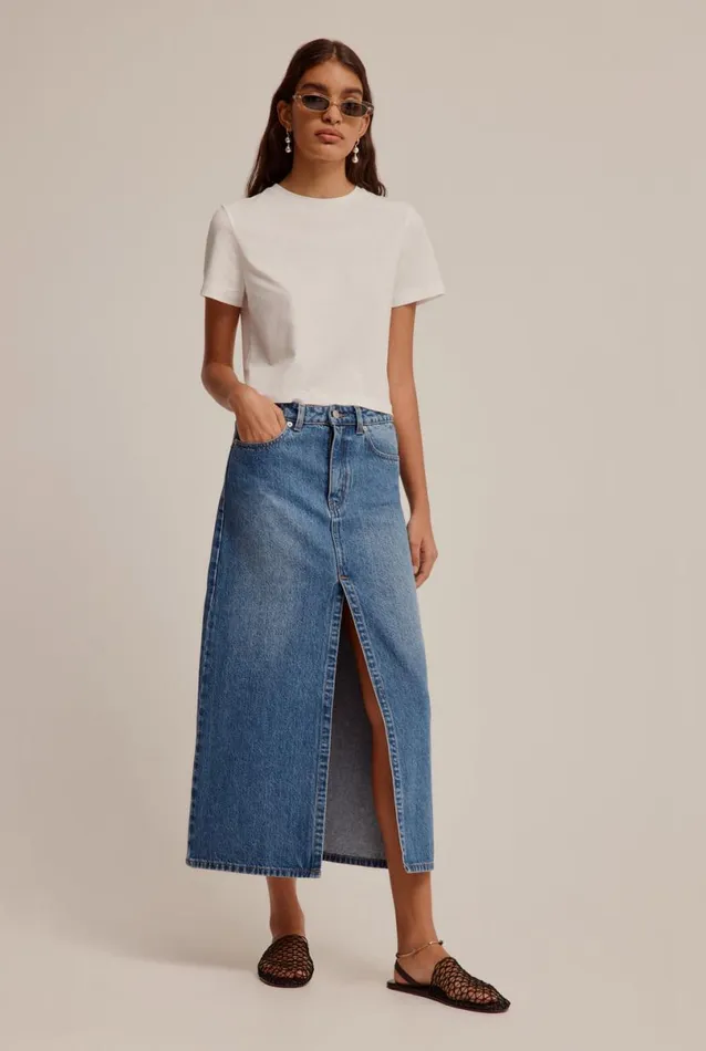 Woman Venroy Skirts Denim Midi Skirt