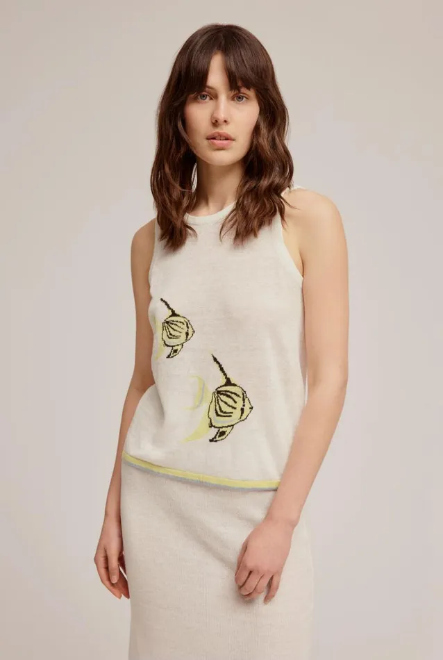 Woman Venroy TShirts and Tanks Intarsia Knitted Tank