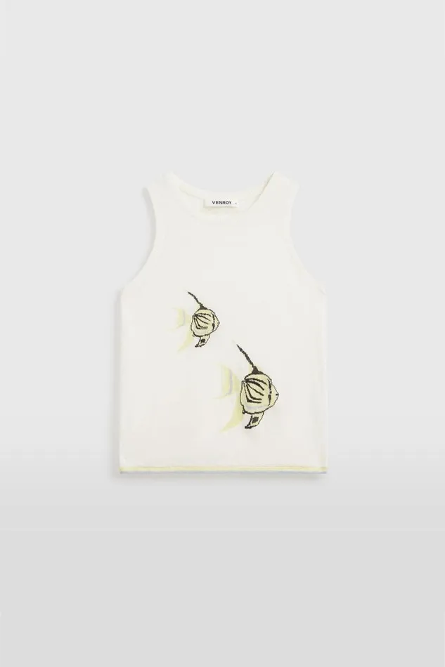 Woman Venroy TShirts and Tanks Intarsia Knitted Tank