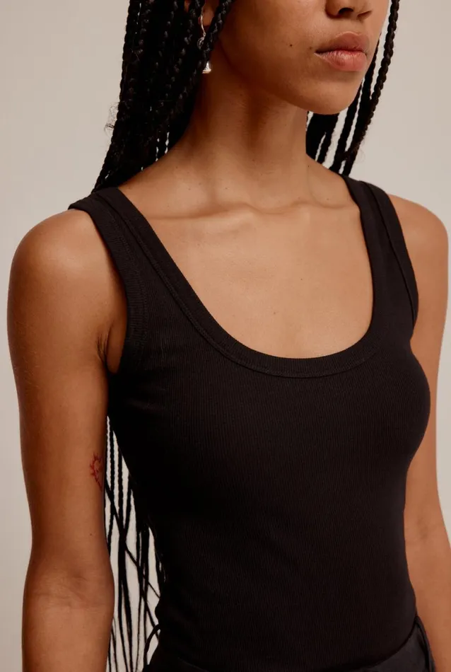 Woman Venroy TShirts and Tanks Scoop Neck Straight Hem Rib Tank