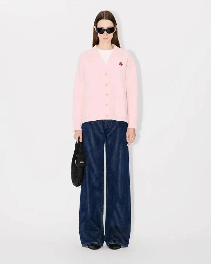 Women 039Boke Flower039 Embroidered Cardigan Faded Pink Kenzo Sweatshirts And Hoodies