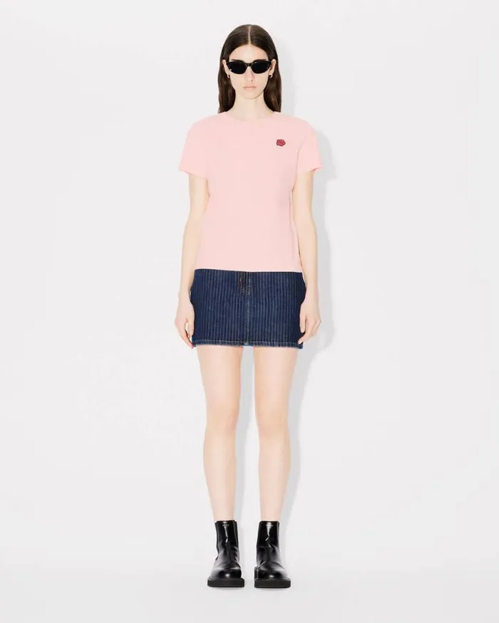Women 039Boke Flower039 Embroidered Tshirt In Cotton Faded Pink Kenzo Tshirts And Polos