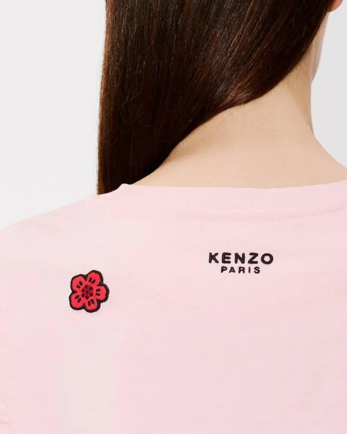 Women 039Boke Flower039 Embroidered Tshirt In Cotton Faded Pink Kenzo Tshirts And Polos