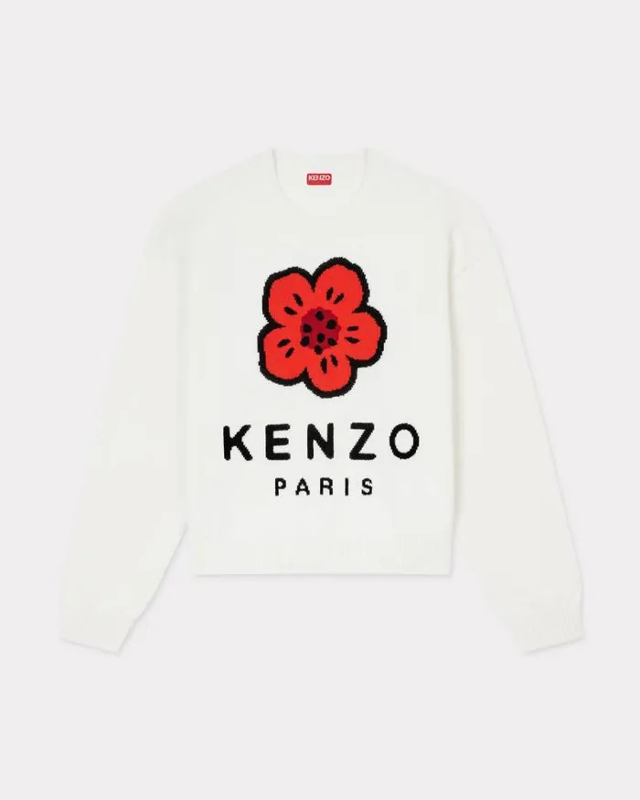 Women 039Boke Flower039 Jumper In Wool Off White Kenzo Sweaters And Cardigans
