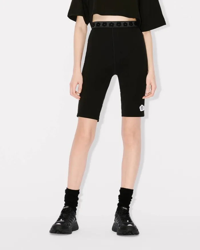 Women 039Boke Flower 20039 Embroidered Biker Shorts Black Kenzo Pants And Shorts