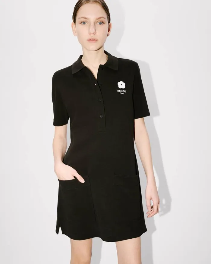 Women 039Boke Flower 20039 Embroidered Mini Polo Dress Black Kenzo Dresses And Skirts