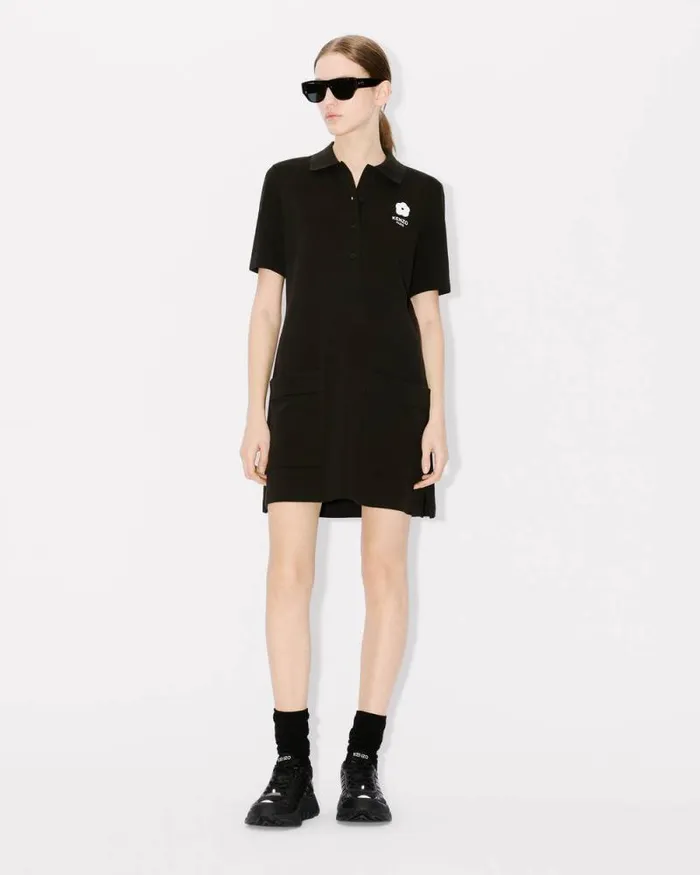 Women 039Boke Flower 20039 Embroidered Mini Polo Dress Black Kenzo Dresses And Skirts