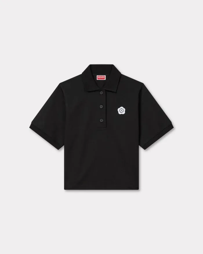 Women 039Boke Flower 20039 Embroidered Polo In Cotton Black Kenzo Tshirts And Polos