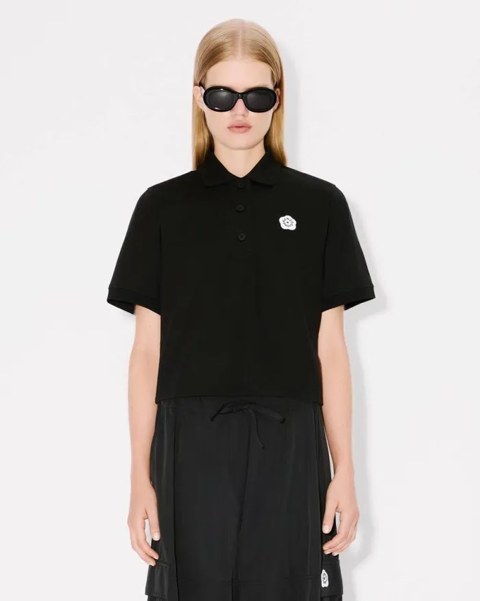 Women 039Boke Flower 20039 Embroidered Polo In Cotton Black Kenzo Tshirts And Polos
