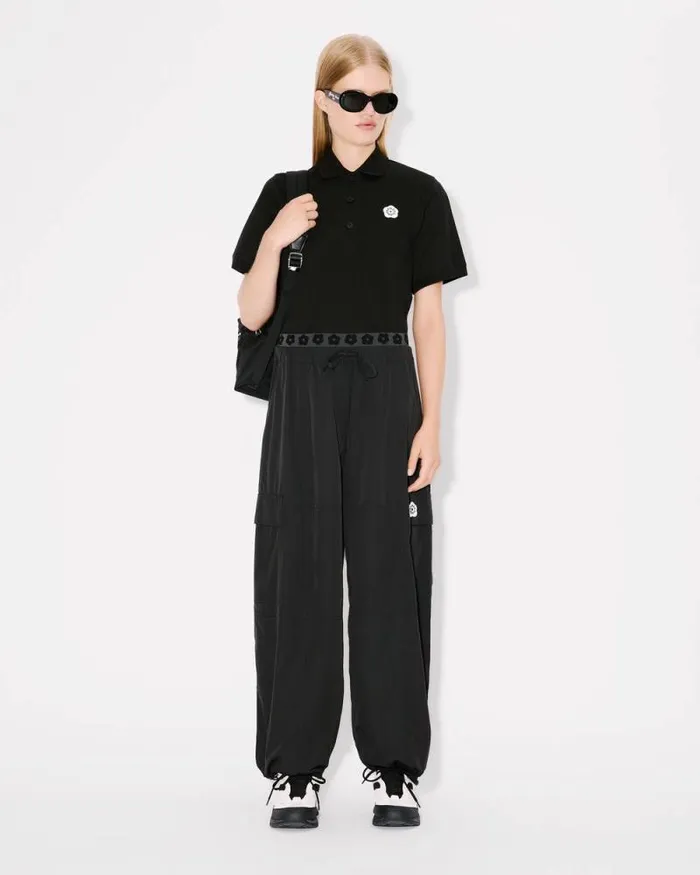 Women 039Boke Flower 20039 Embroidered Polo In Cotton Black Kenzo Tshirts And Polos