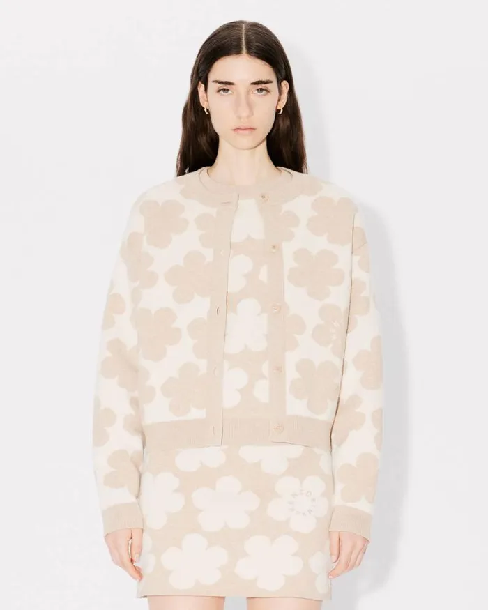 Women 039Hana Dots039 Embroidered Cardigan In Wool And Cotton Off White Kenzo Sweaters And Cardigans