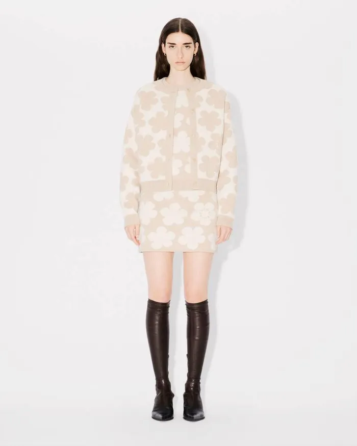 Women 039Hana Dots039 Embroidered Cardigan In Wool And Cotton Off White Kenzo Sweaters And Cardigans