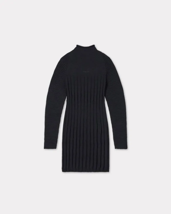 Women 039KENZO 3D039 Embroidered Mini Dress Black Kenzo Dresses And Skirts