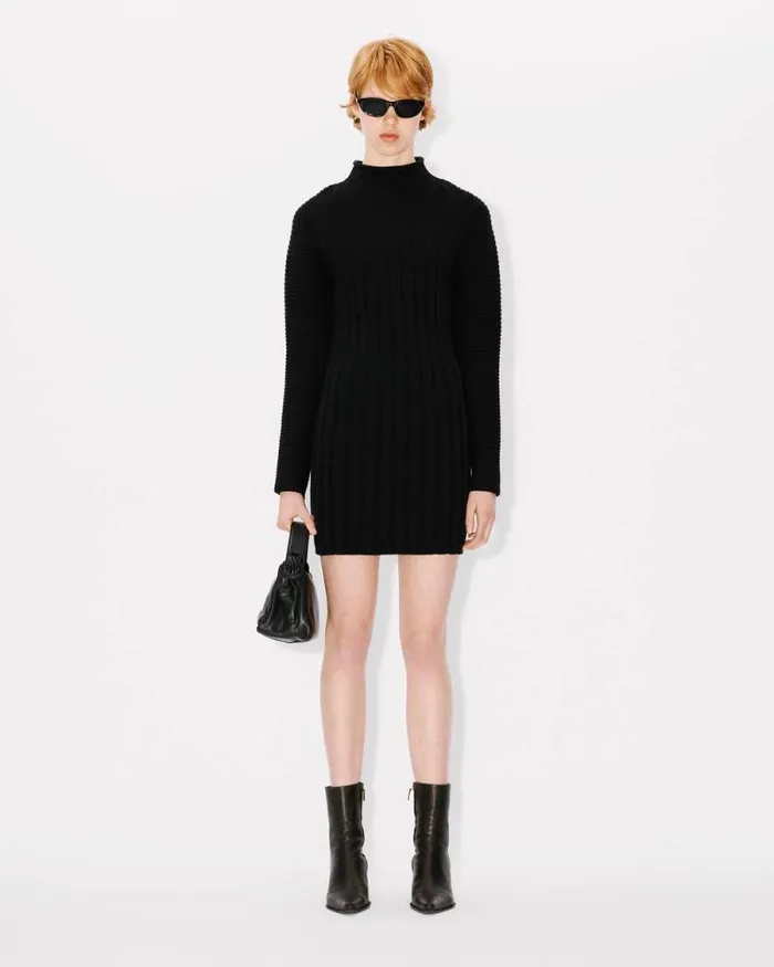 Women 039KENZO 3D039 Embroidered Mini Dress Black Kenzo Dresses And Skirts