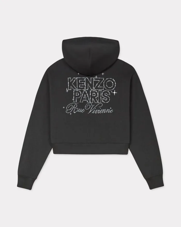 Women 039KENZO Constellation039 Cropped Zipped Hoodie In Cotton Black Kenzo Sweatshirts And Hoodies