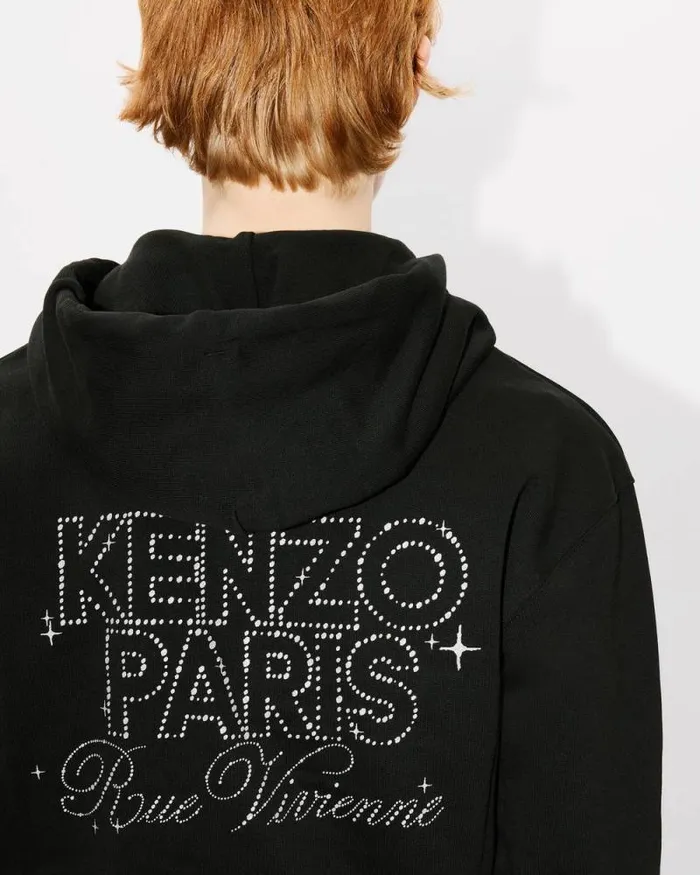 Women 039KENZO Constellation039 Cropped Zipped Hoodie In Cotton Black Kenzo Sweatshirts And Hoodies