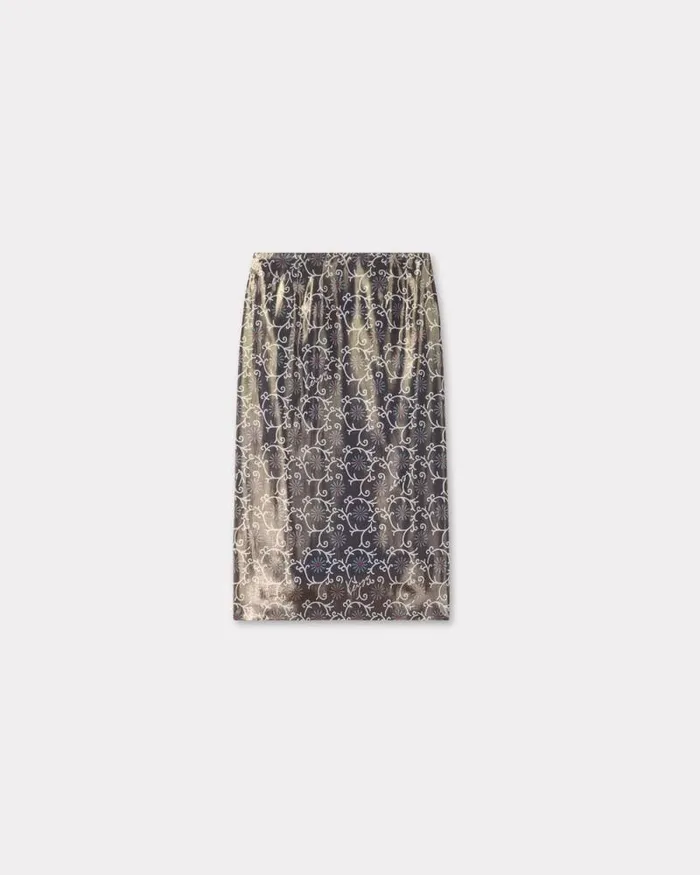 Women 039KENZO Marguerite039 Straight Midi Skirt Blue Black Kenzo Dresses And Skirts