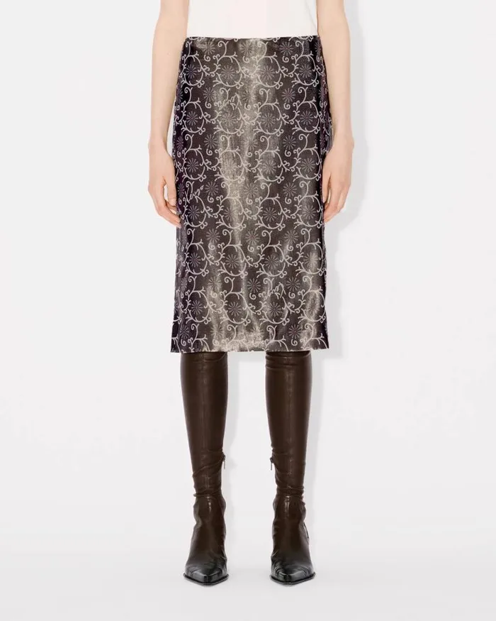 Women 039KENZO Marguerite039 Straight Midi Skirt Blue Black Kenzo Dresses And Skirts