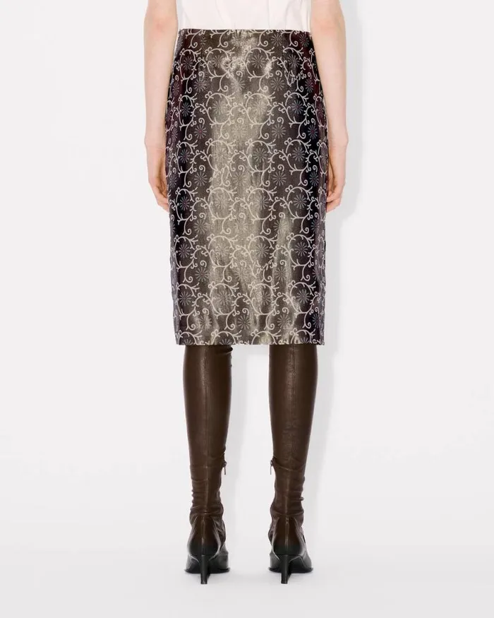 Women 039KENZO Marguerite039 Straight Midi Skirt Blue Black Kenzo Dresses And Skirts