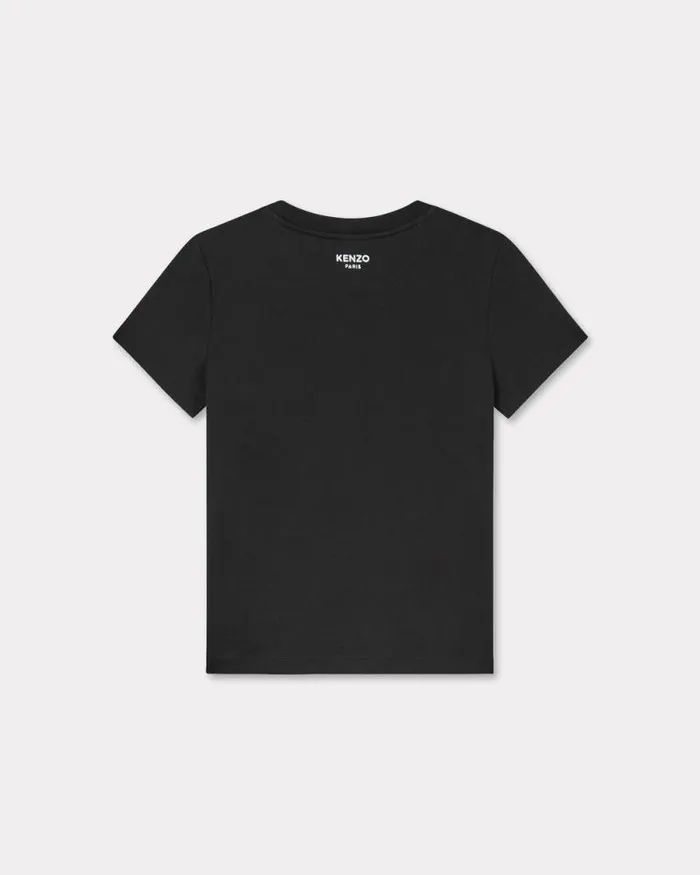 Women 039KENZO Pop039 Embroidered Cotton Tshirt Black Kenzo Tshirts And Polos