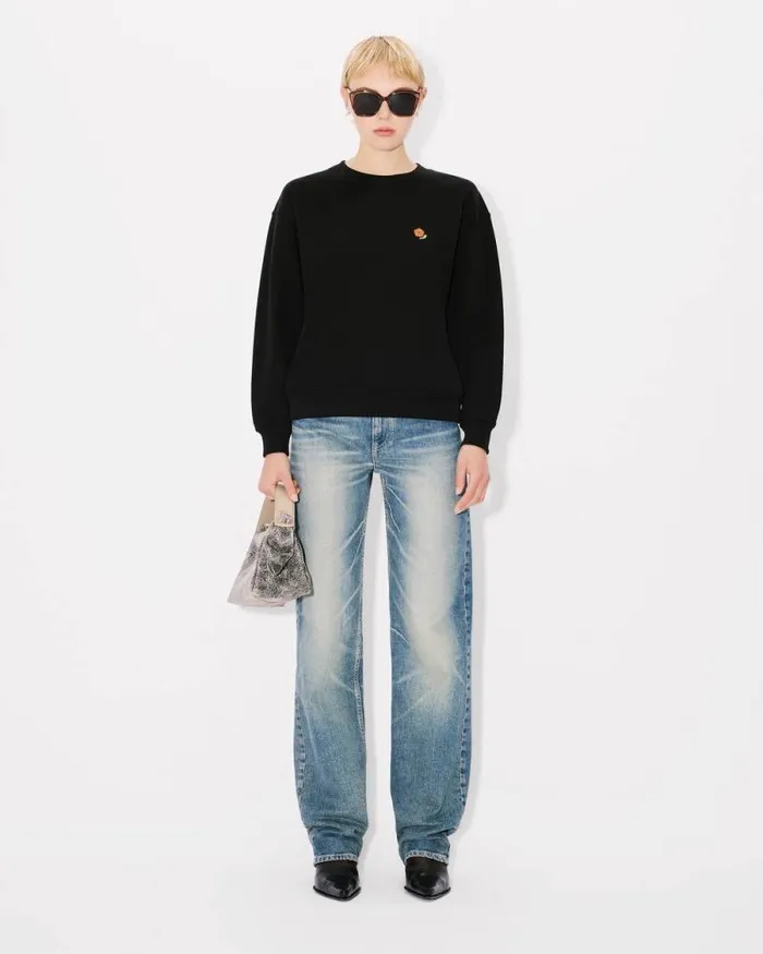 Women 039KENZO Pop039 Embroidered Sweatshirt In Cotton Black Kenzo Sweatshirts And Hoodies