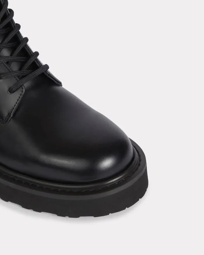 Women 039KENZO Ukio039 Leather Lace Up Boots Black Kenzo Boots