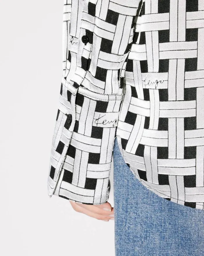 Women 039KENZO Weave039 Oversized Shirt Pale Grey Kenzo Shirts And Tops
