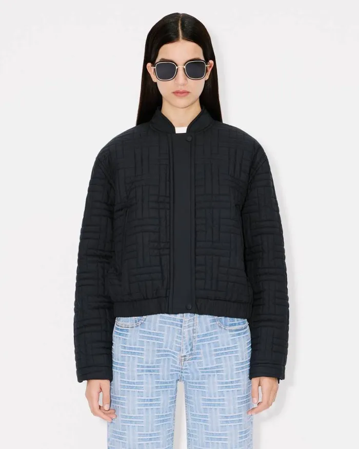 Women 039KENZO Weave039 Quilted Puffer Black Kenzo Jackets And Coats