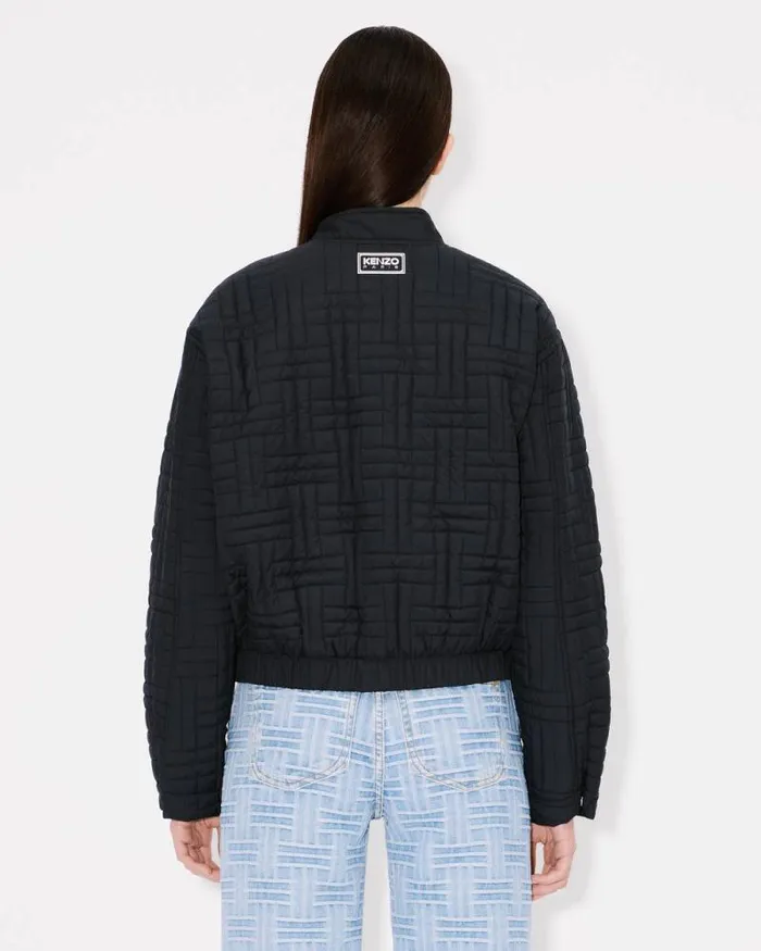Women 039KENZO Weave039 Quilted Puffer Black Kenzo Jackets And Coats