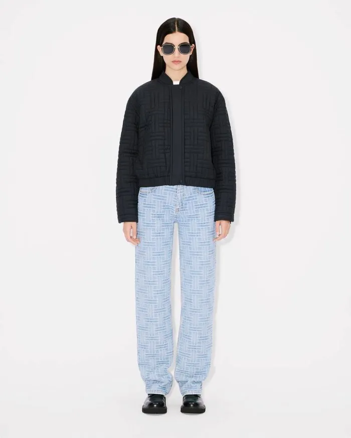 Women 039KENZO Weave039 Quilted Puffer Black Kenzo Jackets And Coats