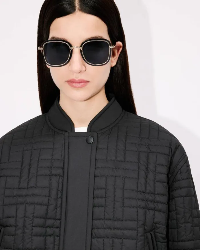 Women 039KENZO Weave039 Quilted Puffer Black Kenzo Jackets And Coats