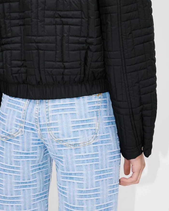 Women 039KENZO Weave039 Quilted Puffer Black Kenzo Jackets And Coats