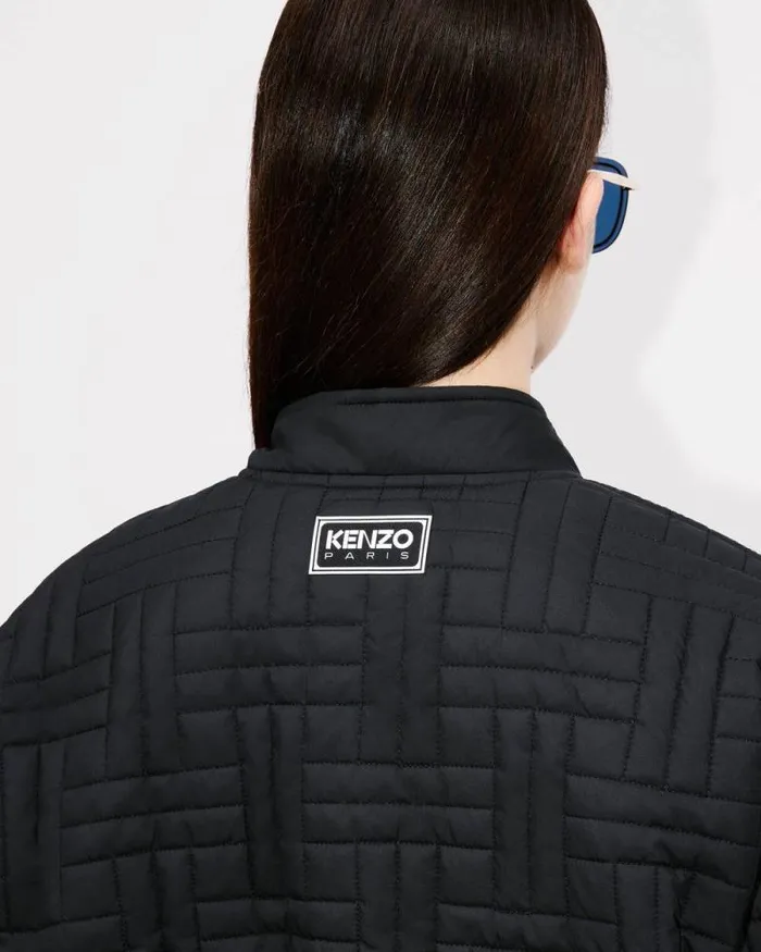 Women 039KENZO Weave039 Quilted Puffer Black Kenzo Jackets And Coats