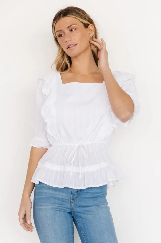 Women Adley Ruffle Top White Baltic Born Blouses and Shirts