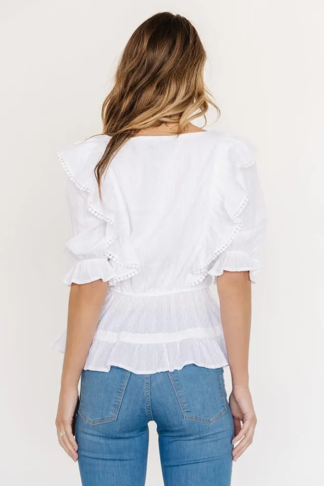 Women Adley Ruffle Top White Baltic Born Blouses and Shirts