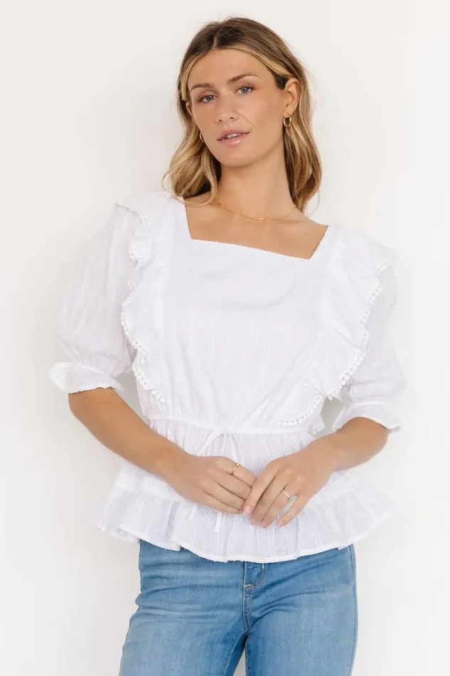 Women Adley Ruffle Top White Baltic Born Blouses and Shirts