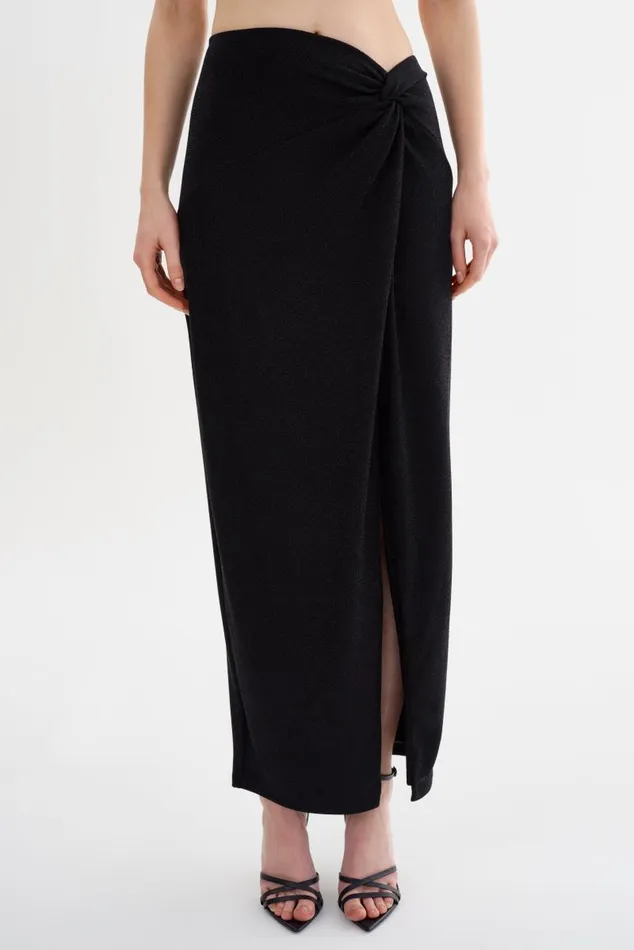 Women AINSLEE Lurex Knit Maxi Skirt Black LAMARQUE Skirts