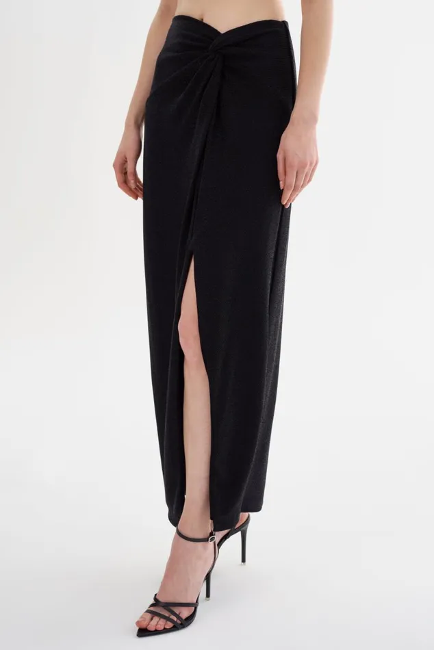 Women AINSLEE Lurex Knit Maxi Skirt Black LAMARQUE Skirts