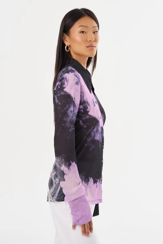 Women ALZINA Printed Long Sleeve Shirt Lavender Haze LAMARQUE Tops Women ALZINA Printed Long Sleeve Shirt Lavender Haze LAMARQUE Tops