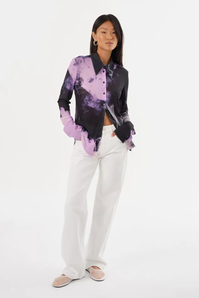 Women ALZINA Printed Long Sleeve Shirt Lavender Haze LAMARQUE Tops Women ALZINA Printed Long Sleeve Shirt Lavender Haze LAMARQUE Tops