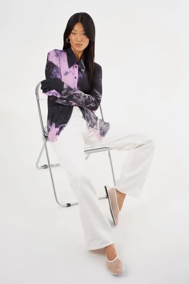 Women ALZINA Printed Long Sleeve Shirt Lavender Haze LAMARQUE Tops Women ALZINA Printed Long Sleeve Shirt Lavender Haze LAMARQUE Tops